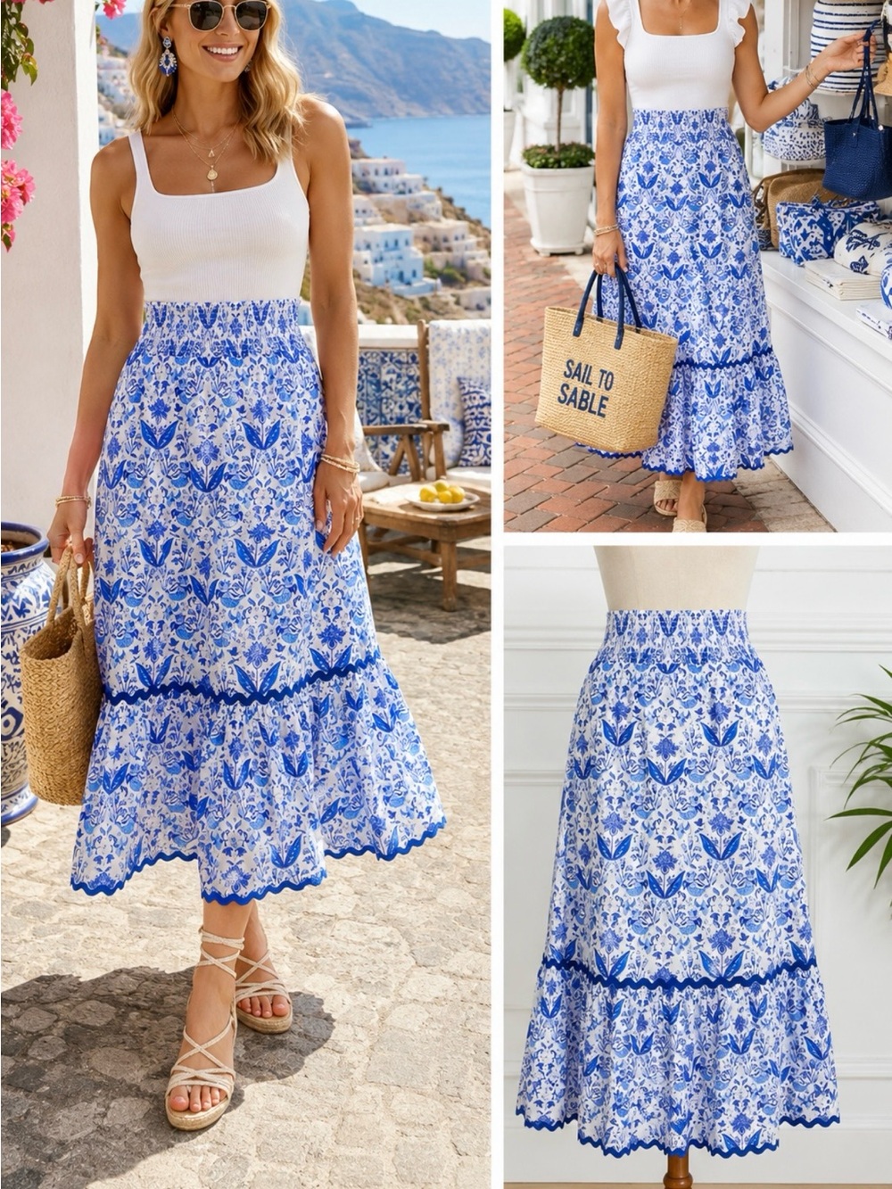 NWT Sail to Sable Batik Print Smocked Waist Cotton Tiered Midi Skirt XXL
🧡🎀